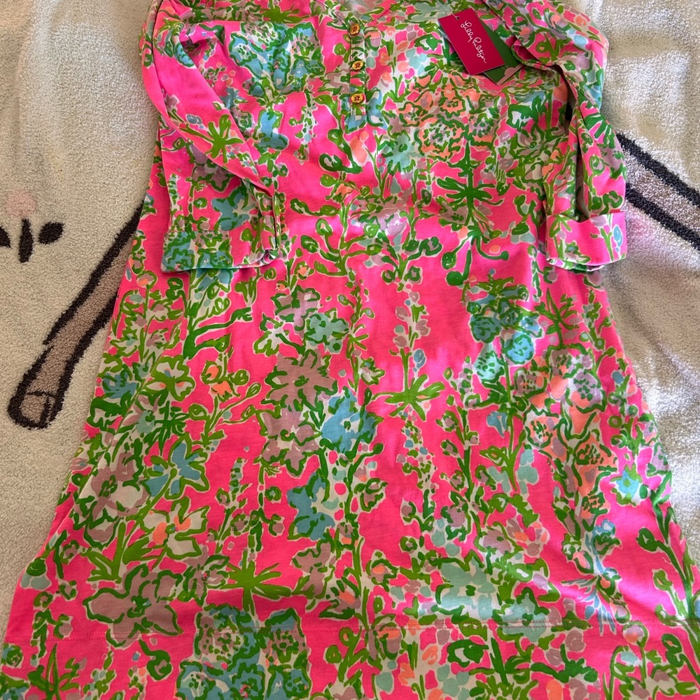 Lilly Pulitzer Pink and Green Floral Dress